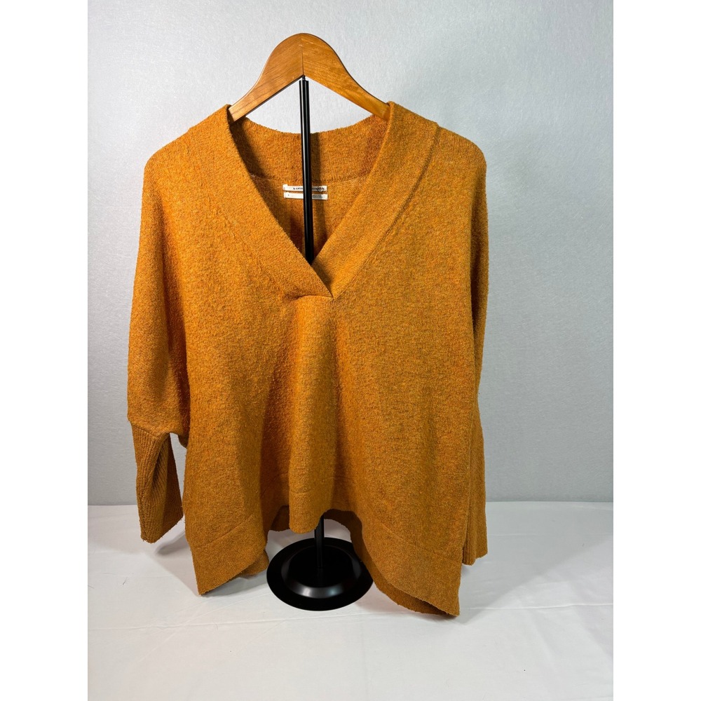 Anthropologie‎ Mustard Yellow Marl V-Neck Oversized Dolman Sleeve Sweater Small